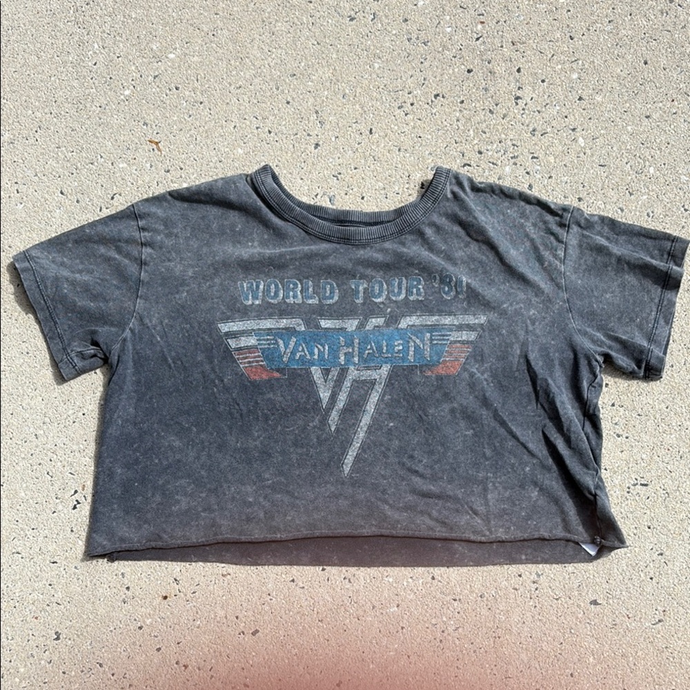 Van Halen World Tour '81 Crop T Medium faded black